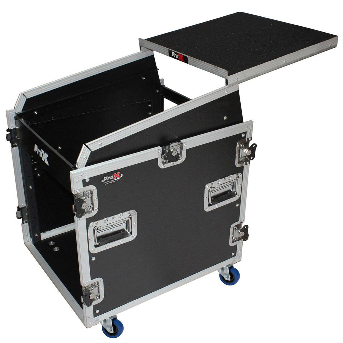 12U Rack 13U Top Mixer DJ Combo Flight Case with Laptop Shelf & Casters X233370