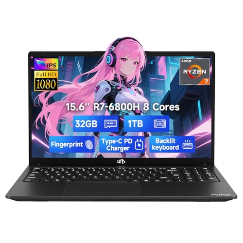 15.6" IPS FHD Gaming Laptop, 8 Cores AMD Ryzen 7 6800H 32GB DDR5 RAM 2TB SSD AMD Radeon 680M GPU B643923