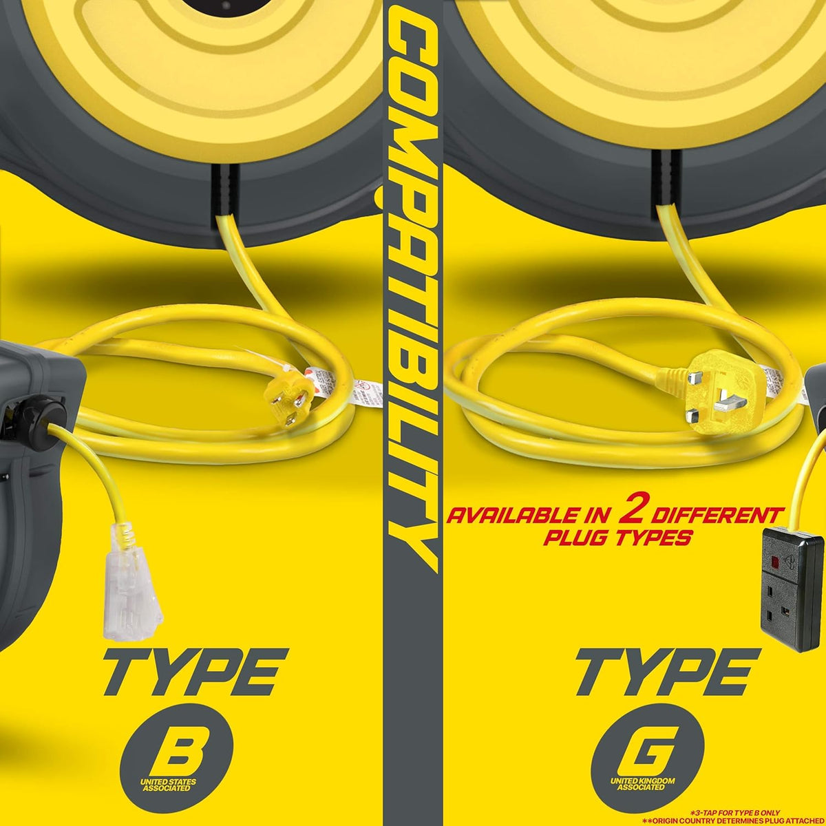12AWG x 50' Foot Retractable Extension Cord Reel Y10237