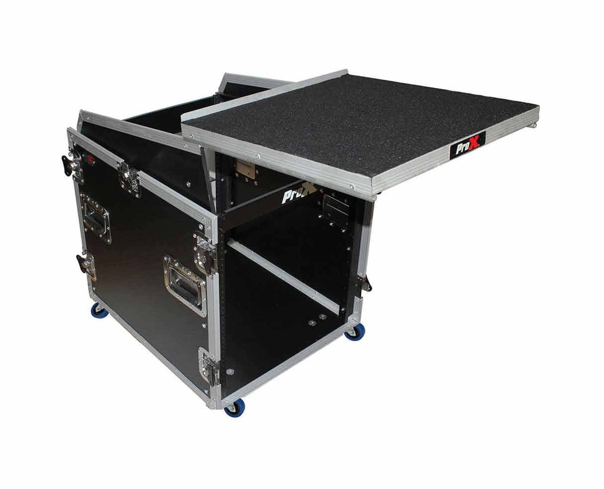 12U Rack 13U Top Mixer DJ Combo Flight Case with Laptop Shelf & Casters X233370