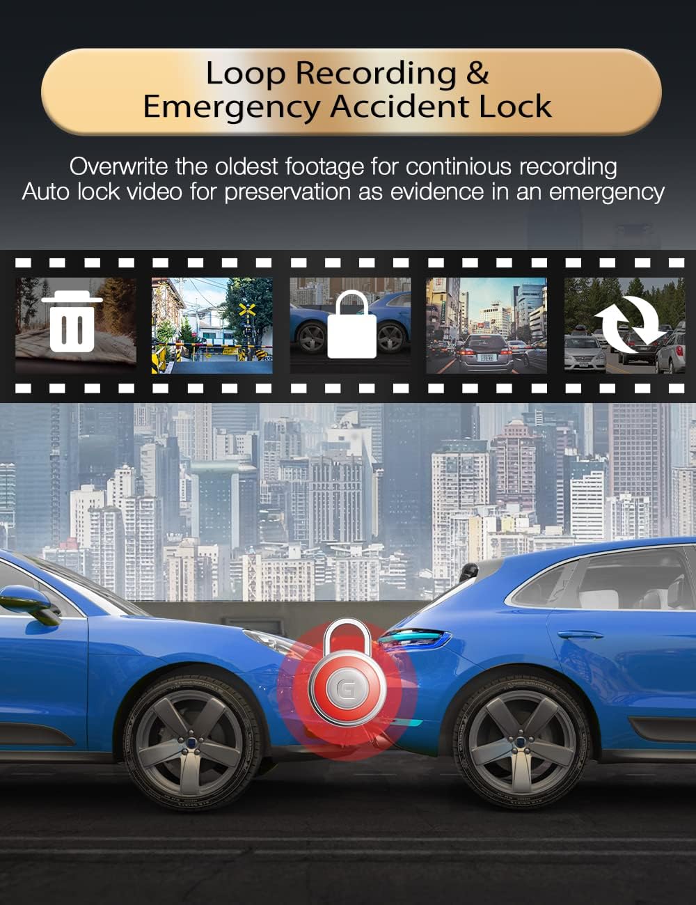 2.5K Mirror Dash Cam with Touch Screen P6574