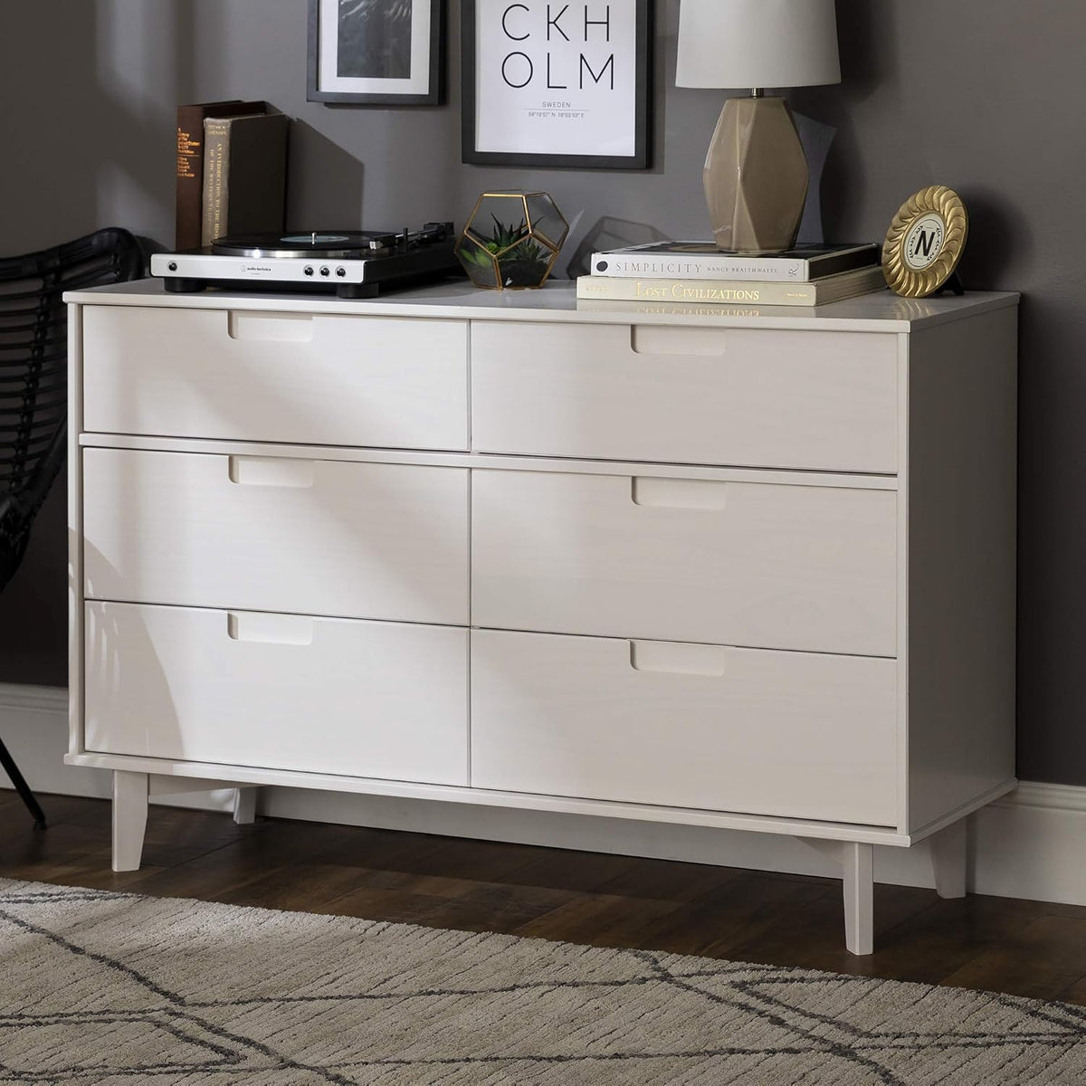 3 Drawer Mid Century Modern Wood Dresser T293606