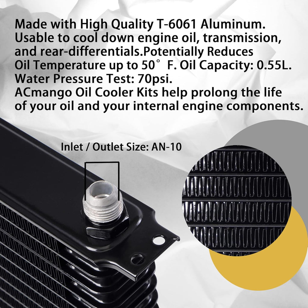 10 Row AN10 Stacked Plate Aluminum Oil Cooler Pack of 2 L687