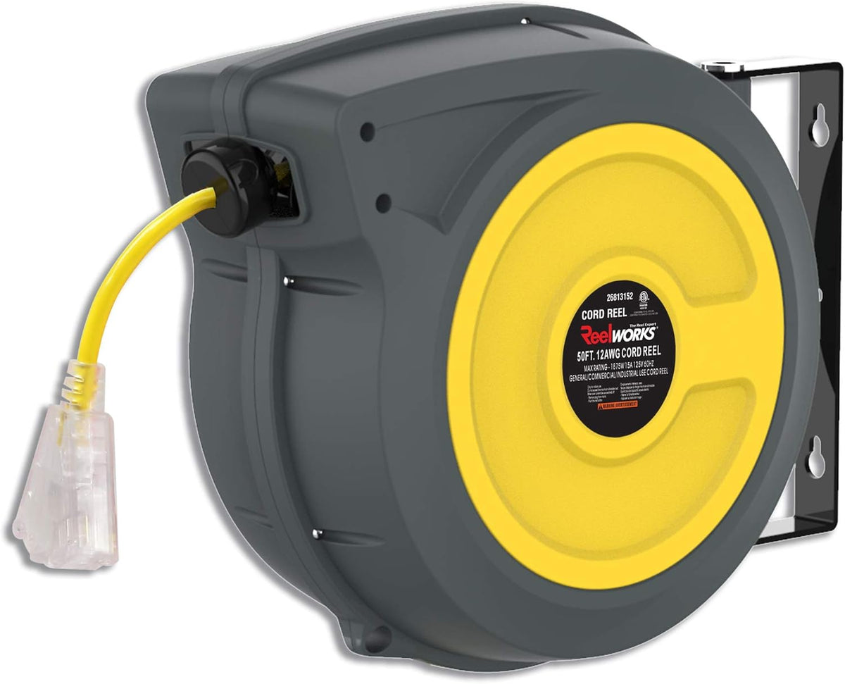12AWG x 50' Foot Retractable Extension Cord Reel Y10237
