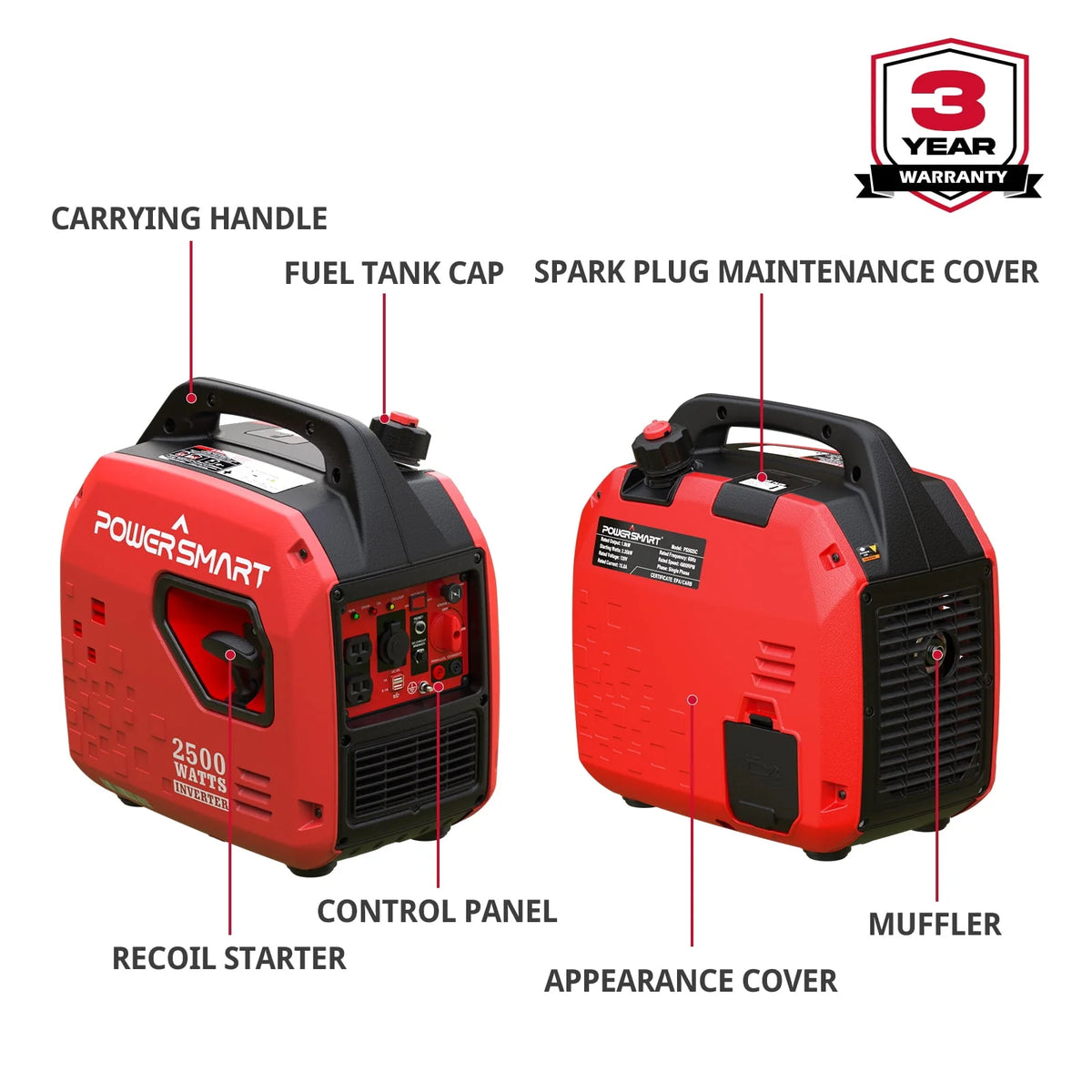 2500Watt Portable Inverter Gas Powered Generator E5175