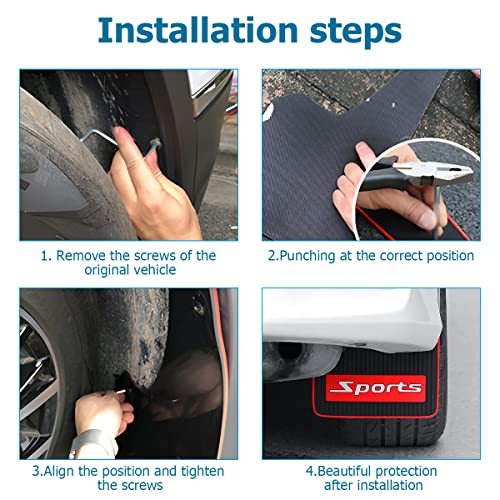 2Pcs PVC Black Mud Flaps Fender Splash Guards with Hardware Z827