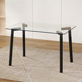 Clear Tempered Glass Dining Table with Metal Legs W16274