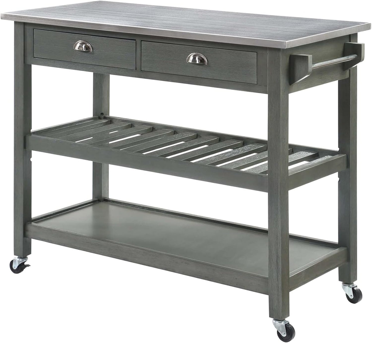 3-Tier Stainless Steel Kitchen Cart with Drawers C487