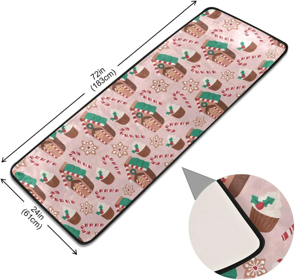2'x6' Christmas Gingerbread Runner Rug with Rubber Backing Z23608