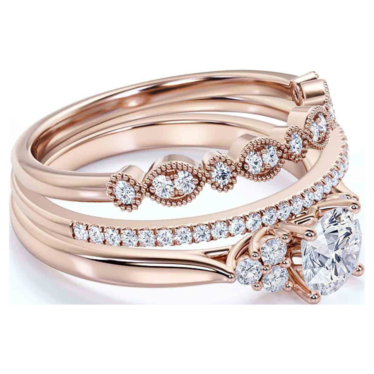 10k Solid Rose Gold Diamond Moissanite Engagement Ring M298404