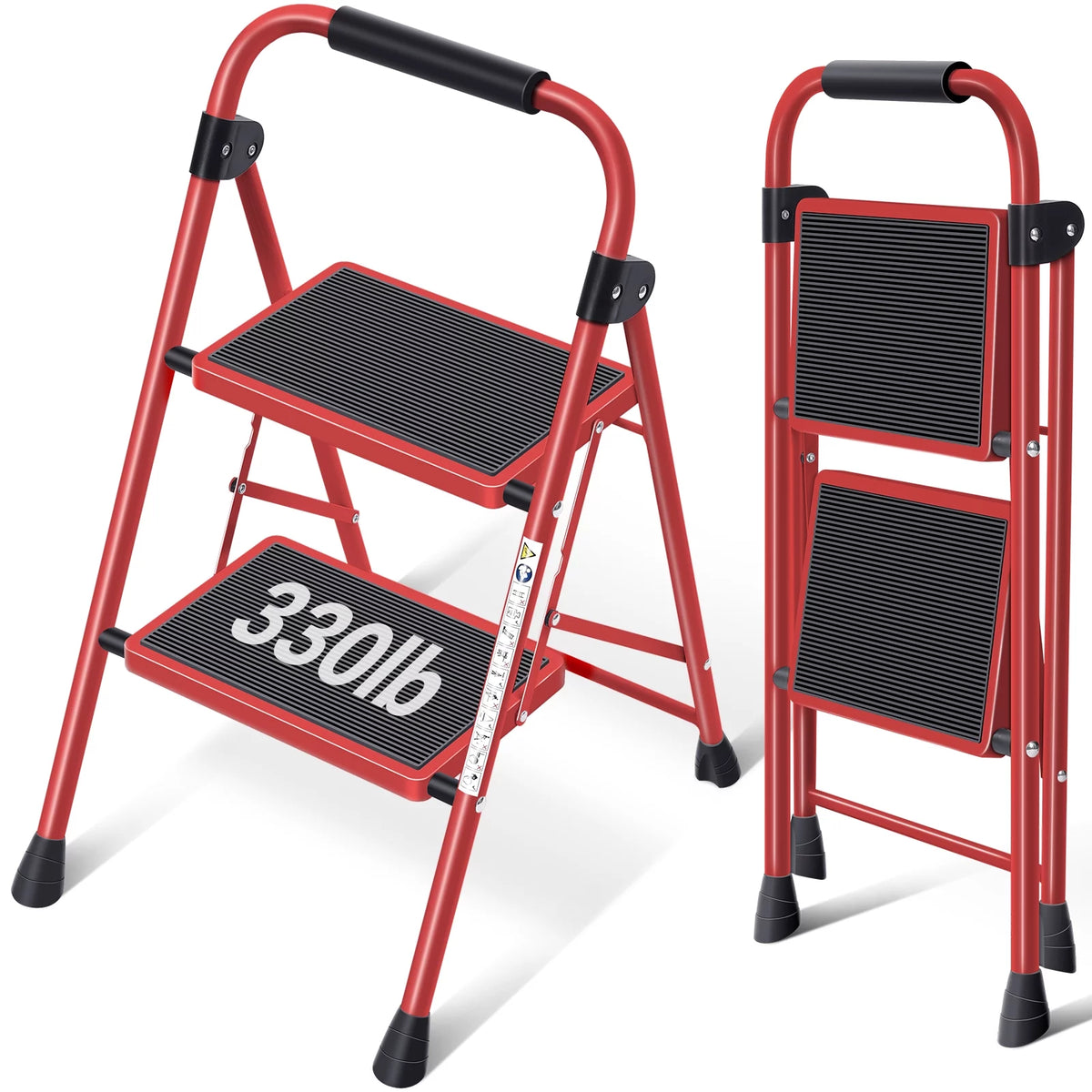 2 Step Stool Folding Step Ladder Non-slip White M429