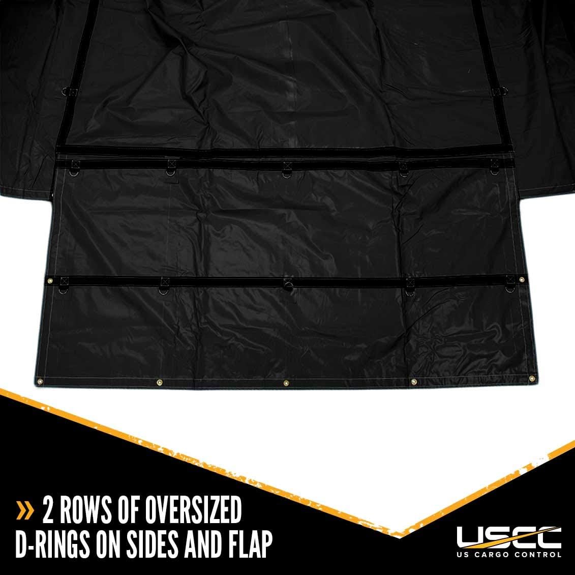 18 Ounce Black Lumber Tarp with 4 Foot Drop and Flap P7536