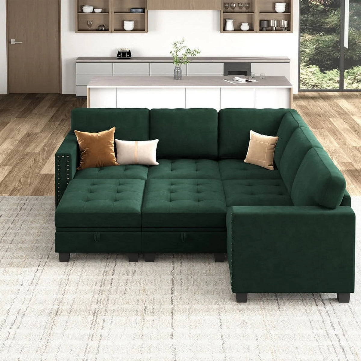 Oversized Convertible Sleeper Sectional Sofa with Storage G376