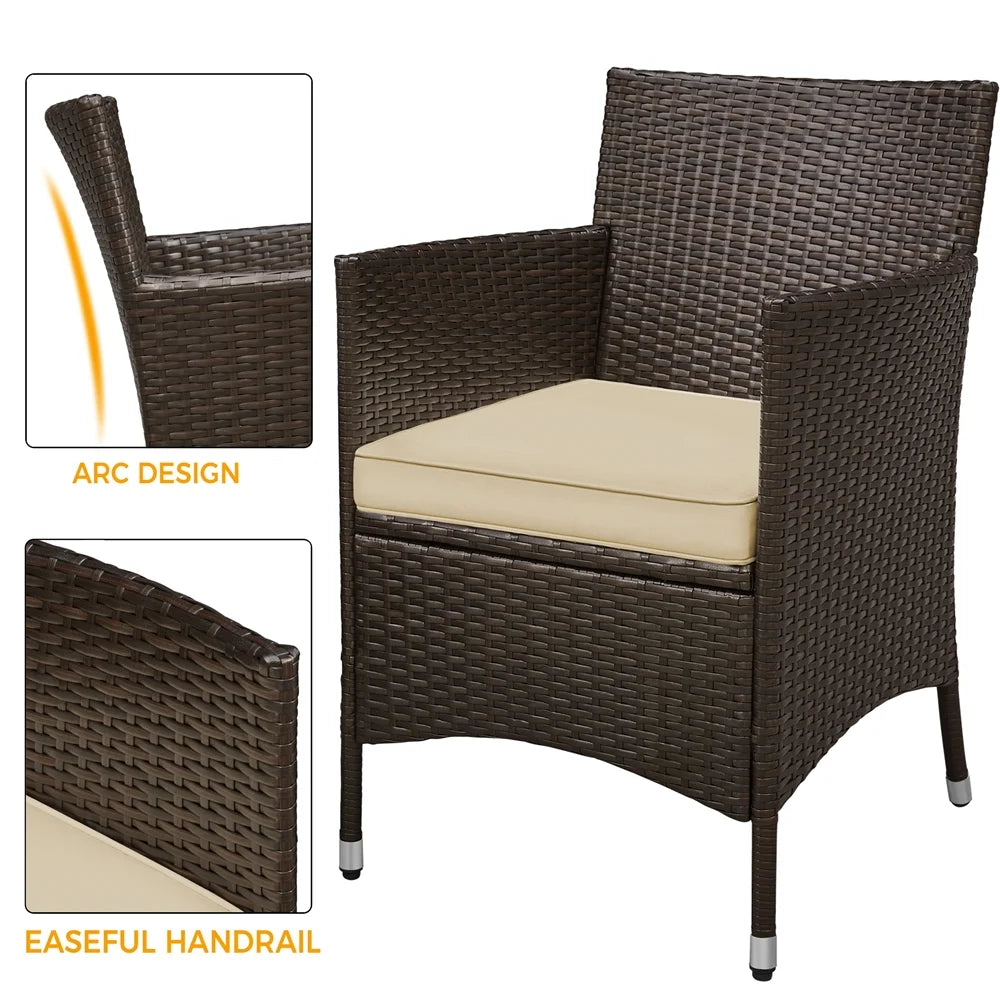 3-Piece Bistro Set with Rattan Chairs and Table J3273