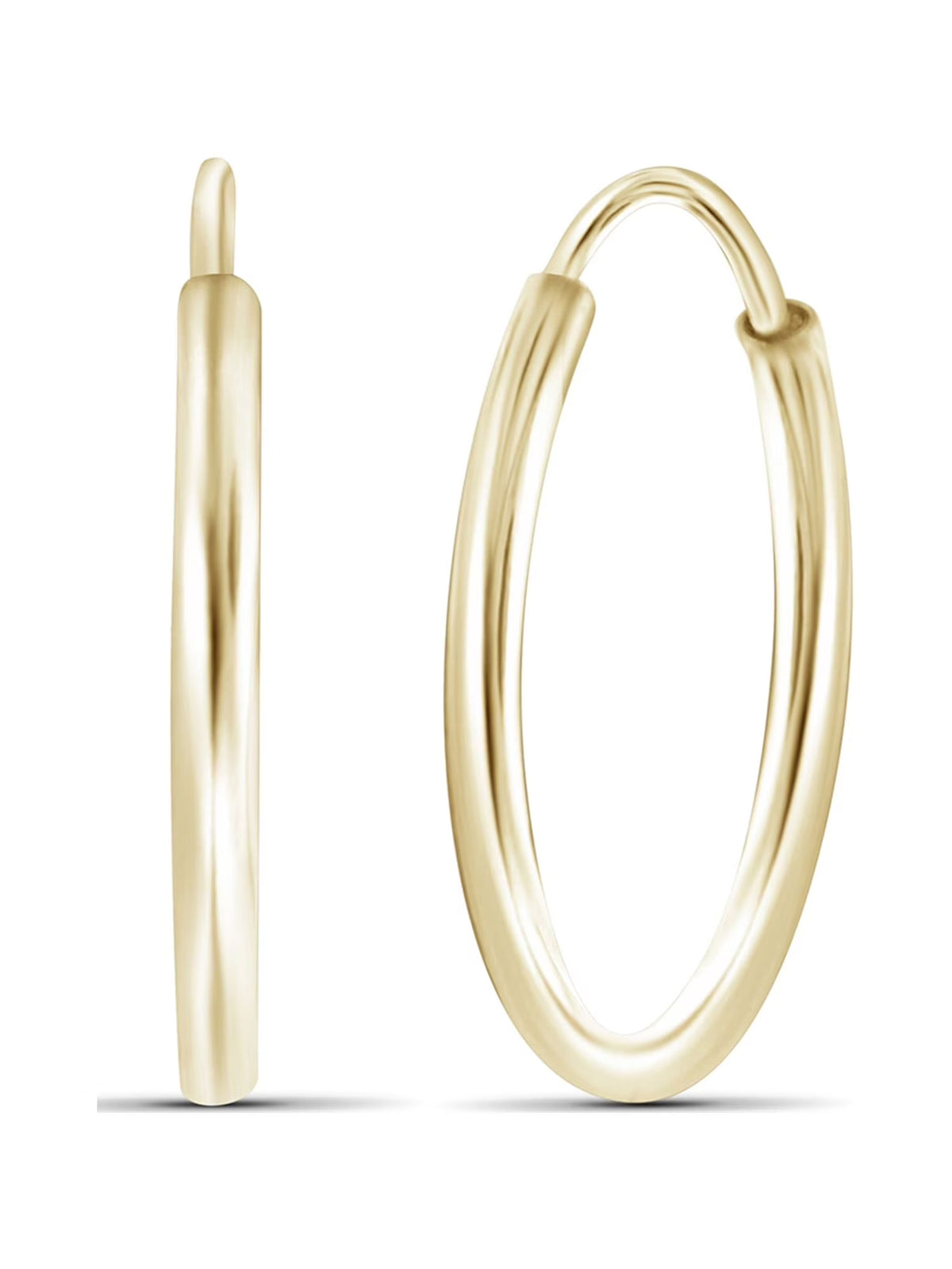 12mm Tube Crimp Hoop Earrings in 10KT Yellow Gold F835