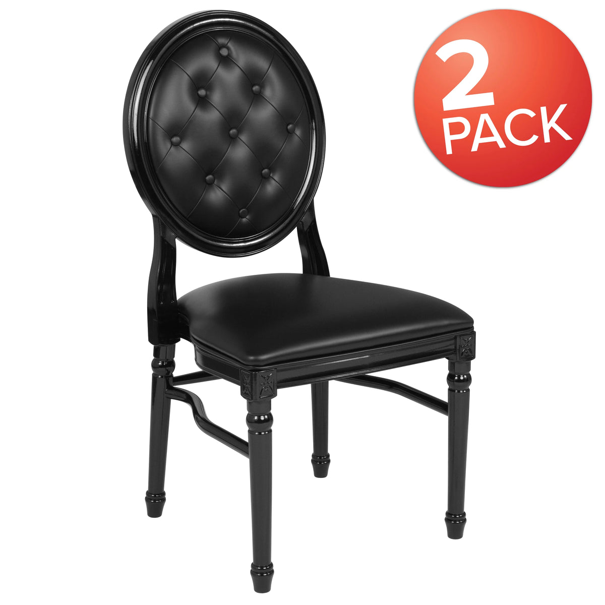 2 Pack Black Vinyl Tufted Back Chair T970
