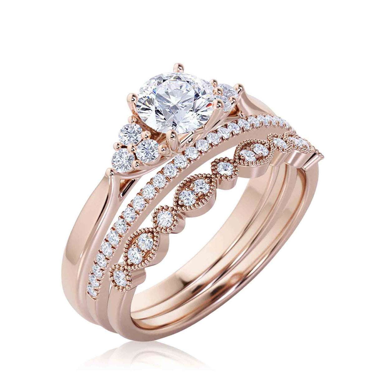 10k Solid Rose Gold Diamond Moissanite Engagement Ring M298404
