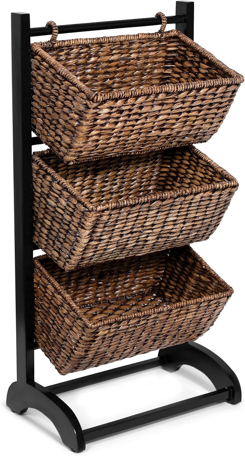 3-Tier Abaca Storage Organizer Shelf with 3 Baskets X8189