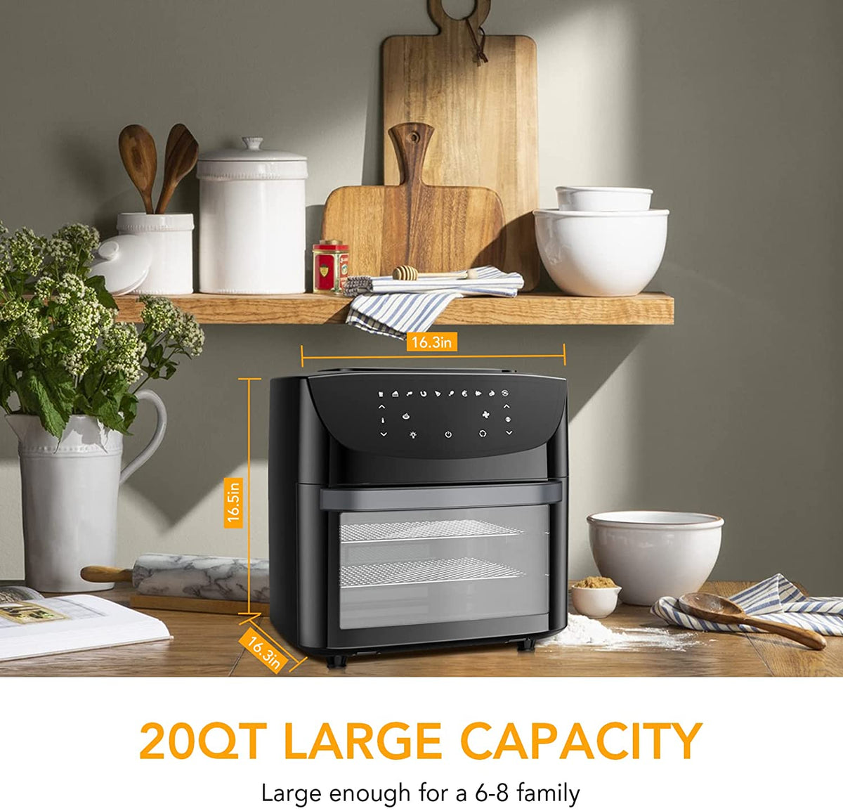 20QT 10-in-1 Air Fryer Toaster Oven Combo with Rotisserie and Racks T57539