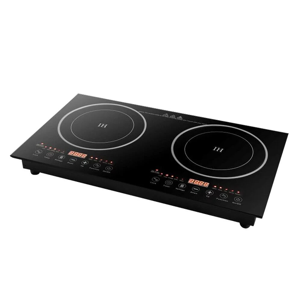 1200W Dual Burners Electric Cooktop Black H3724