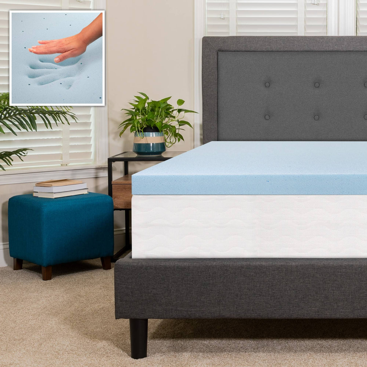 3 inch Cool Gel Memory Foam Mattress Topper Twin N6633