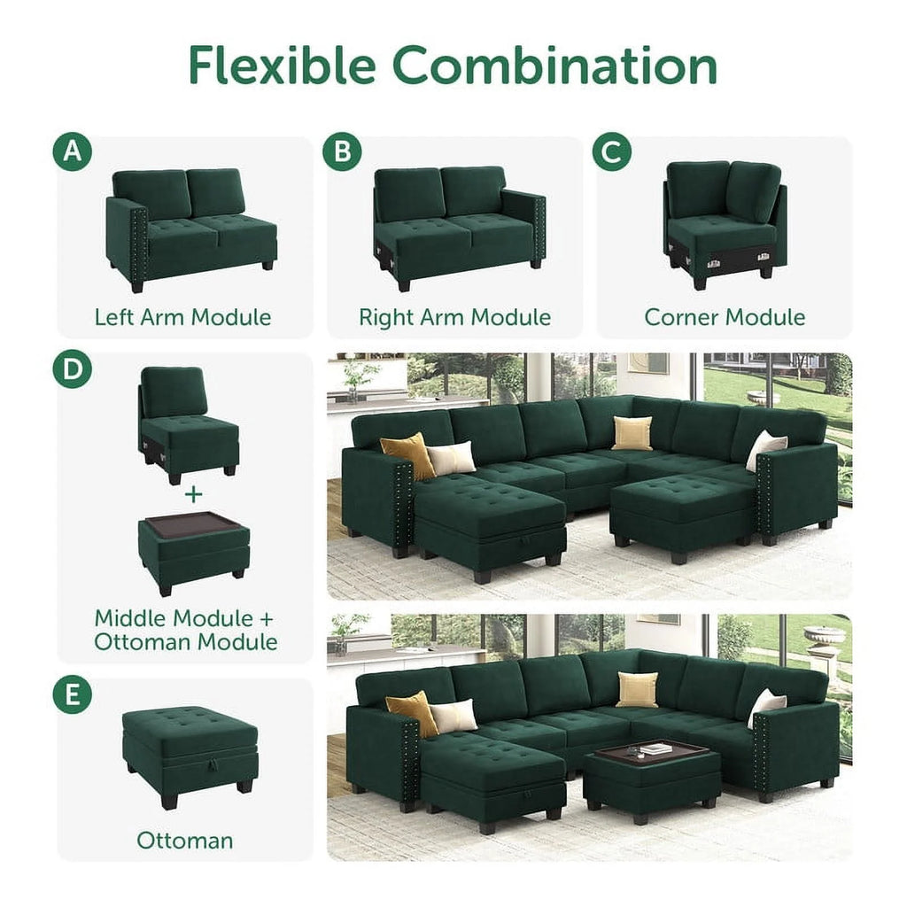 Oversized Convertible Sleeper Sectional Sofa with Storage G376