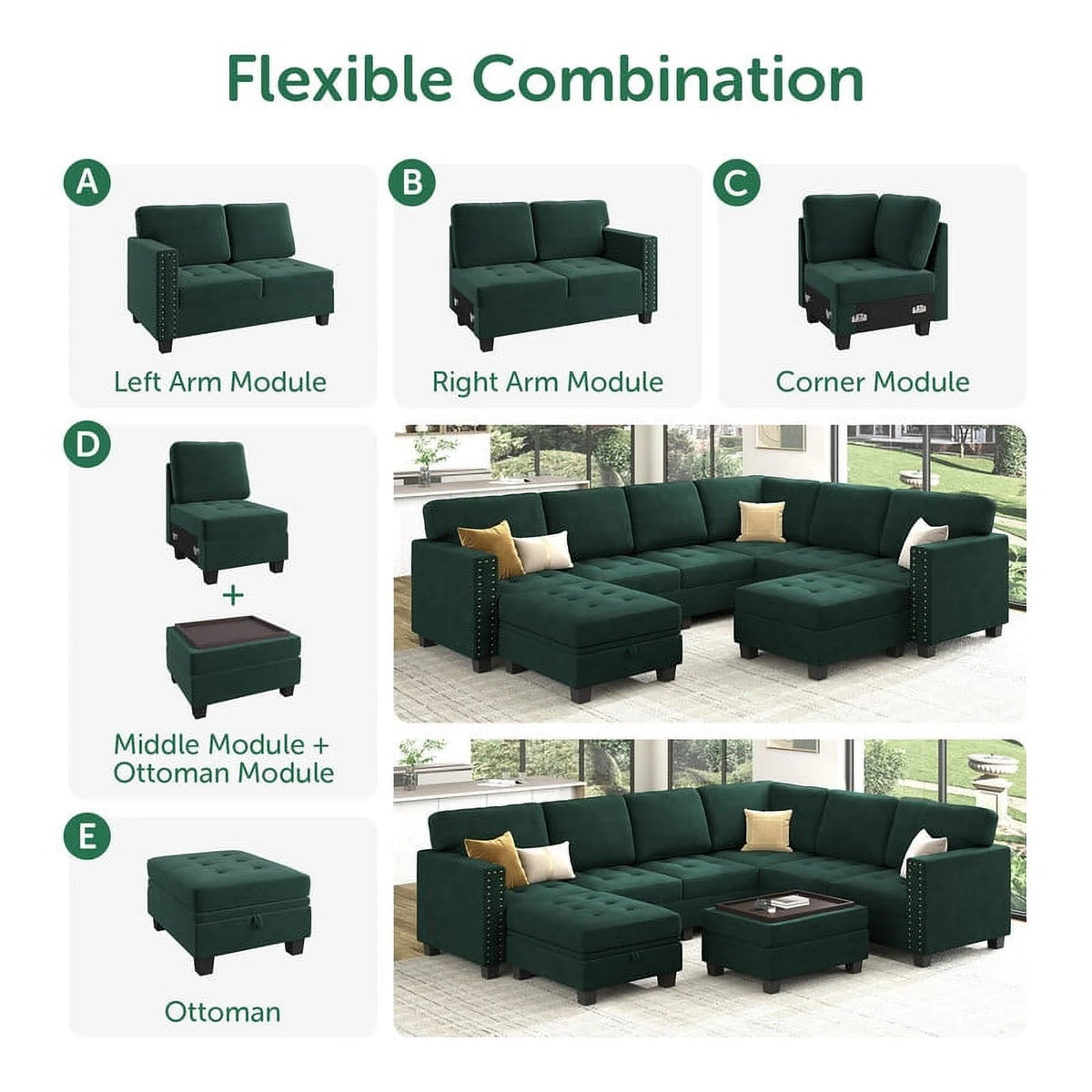 Oversized Convertible Sleeper Sectional Sofa with Storage G376