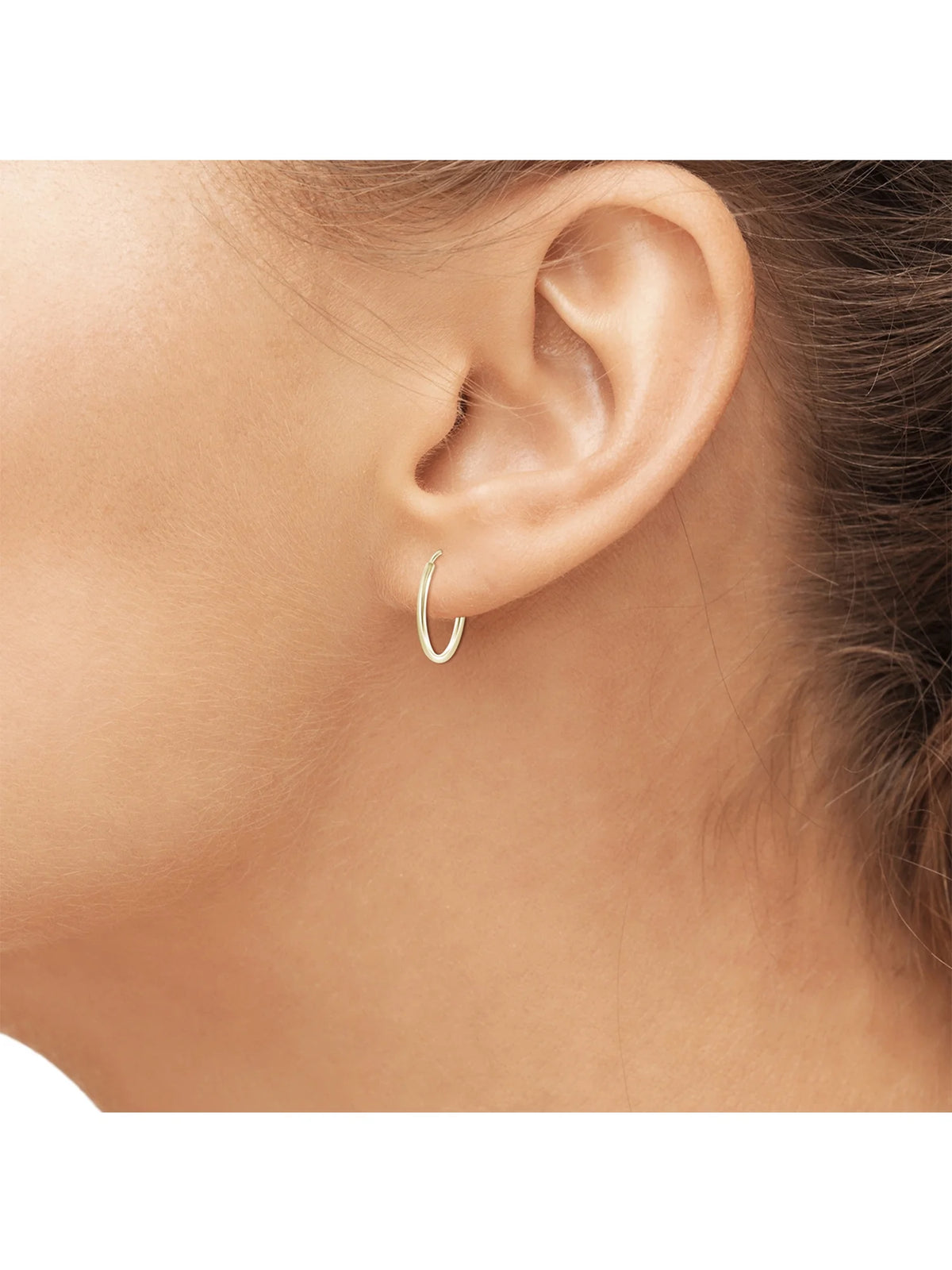 12mm Tube Crimp Hoop Earrings in 10KT Yellow Gold F835