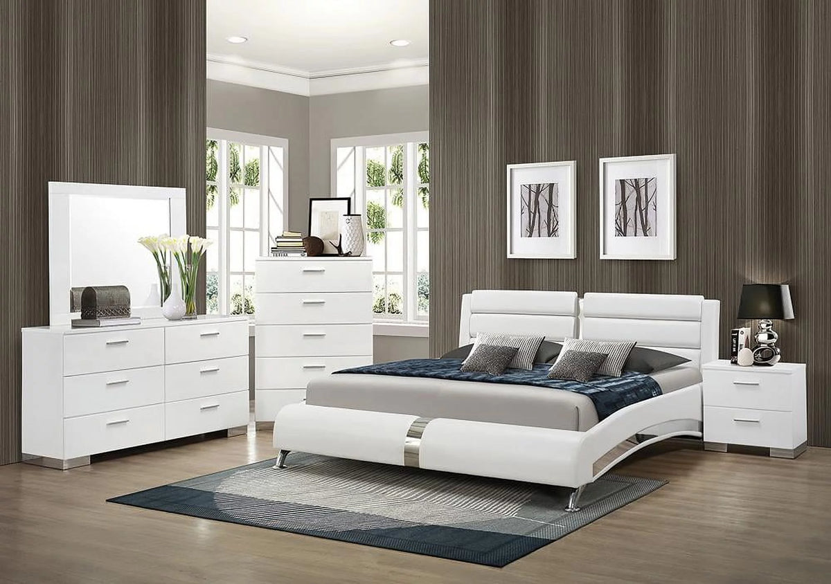 Queen Bedroom Set Glossy White F5823