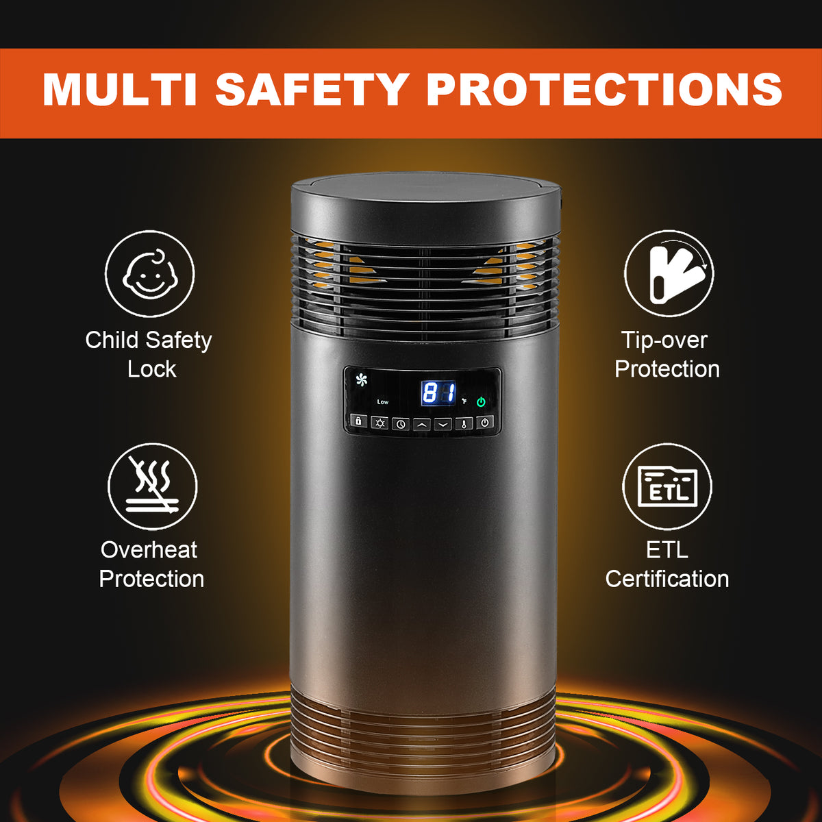 1500W PTC Ceramic Space Heater with Thermostat U751